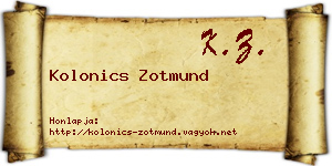 Kolonics Zotmund névjegykártya